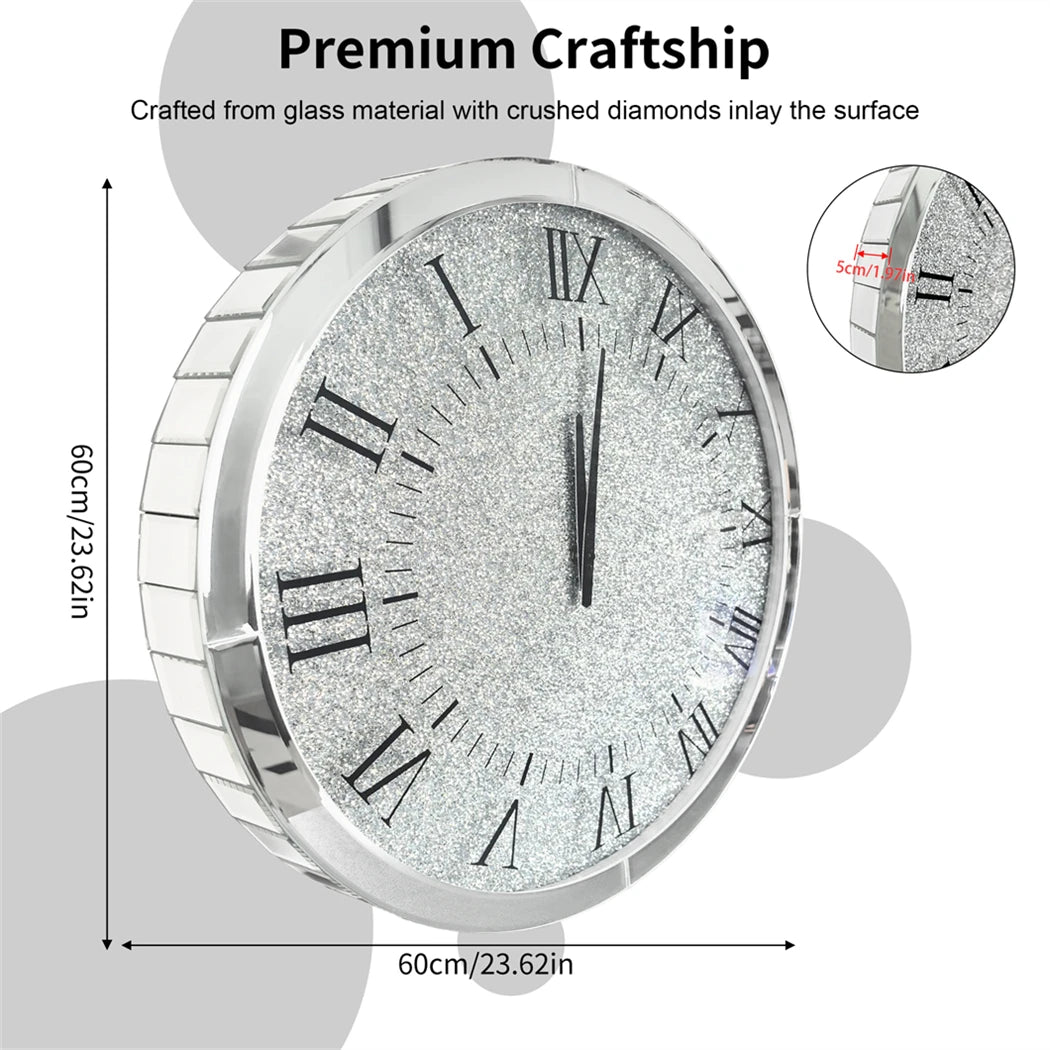 Combination Crystal Wall Clock With Roman Numerals Quartz