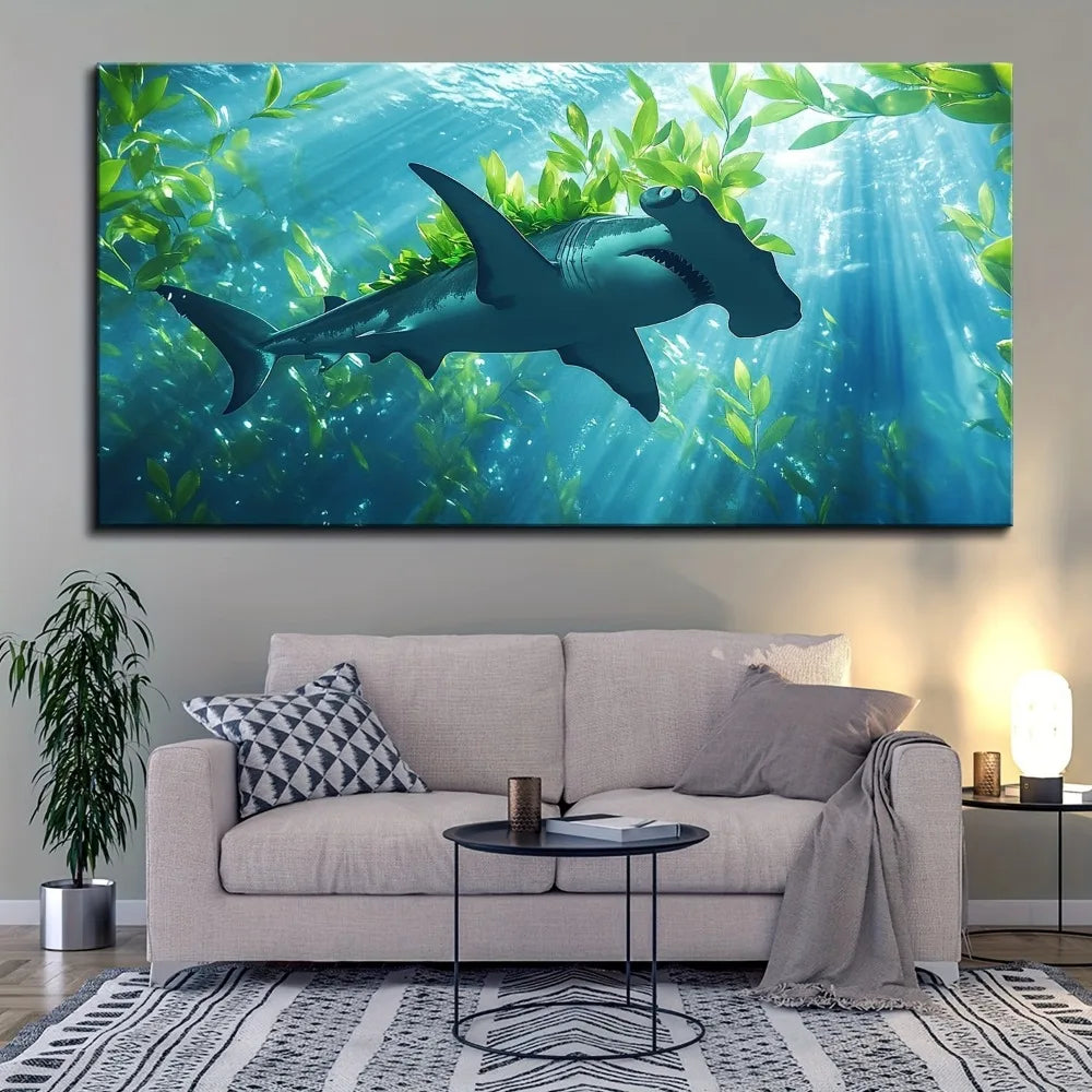 Hign-Concerned Hammerhead Shark Canvas Art Frame Painting