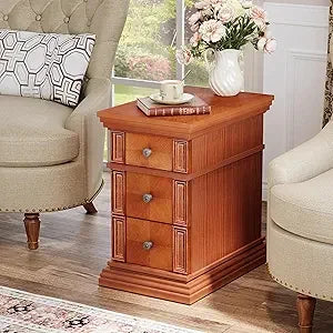 DAFIFY Vintage 3 Drawer Narrow End Table For Living Room