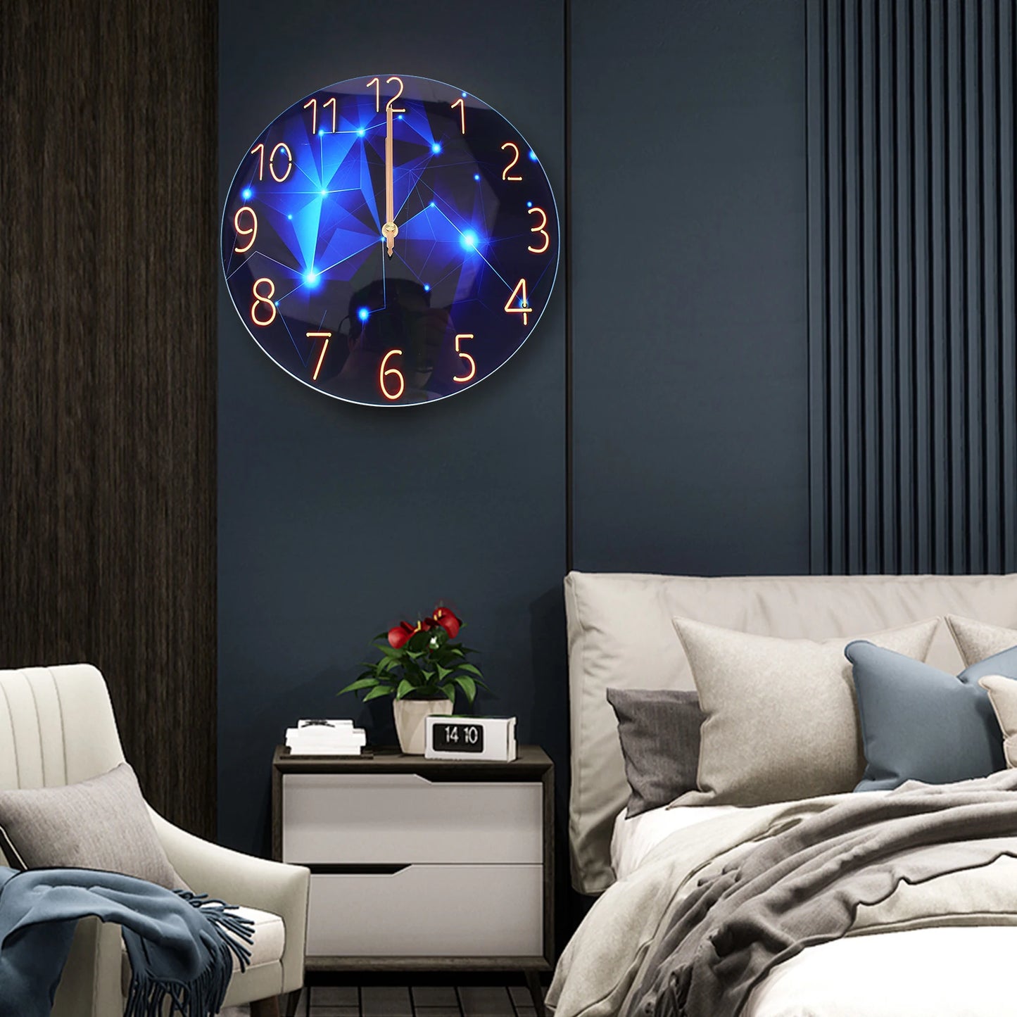 Hign-concerned Diamond Round Wall Clock Modern Interior