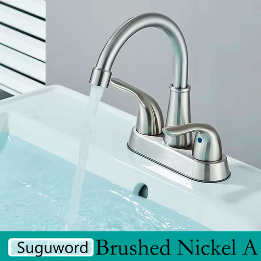 Suguword Center Set Bathroom Faucet Dual Handle Hot Cold