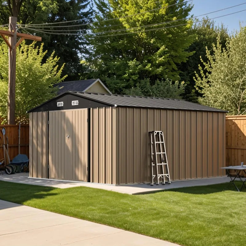 Outdoor Steel Storage Shed With Lockable Doors For Tools