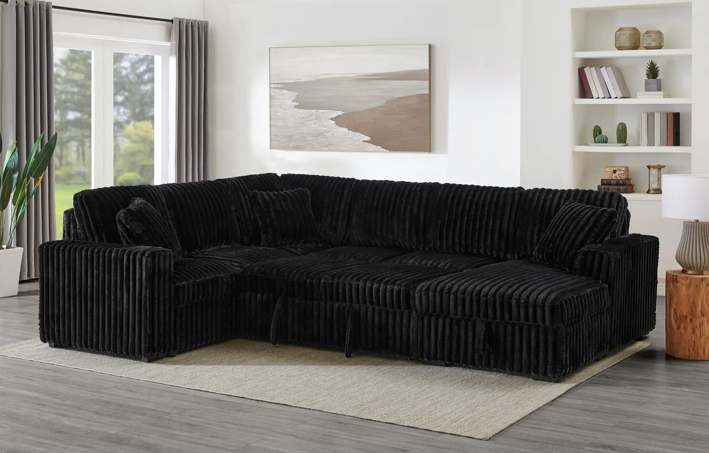 TODRANI U Shaped Sleeper Sofa Sectional With USB Ports