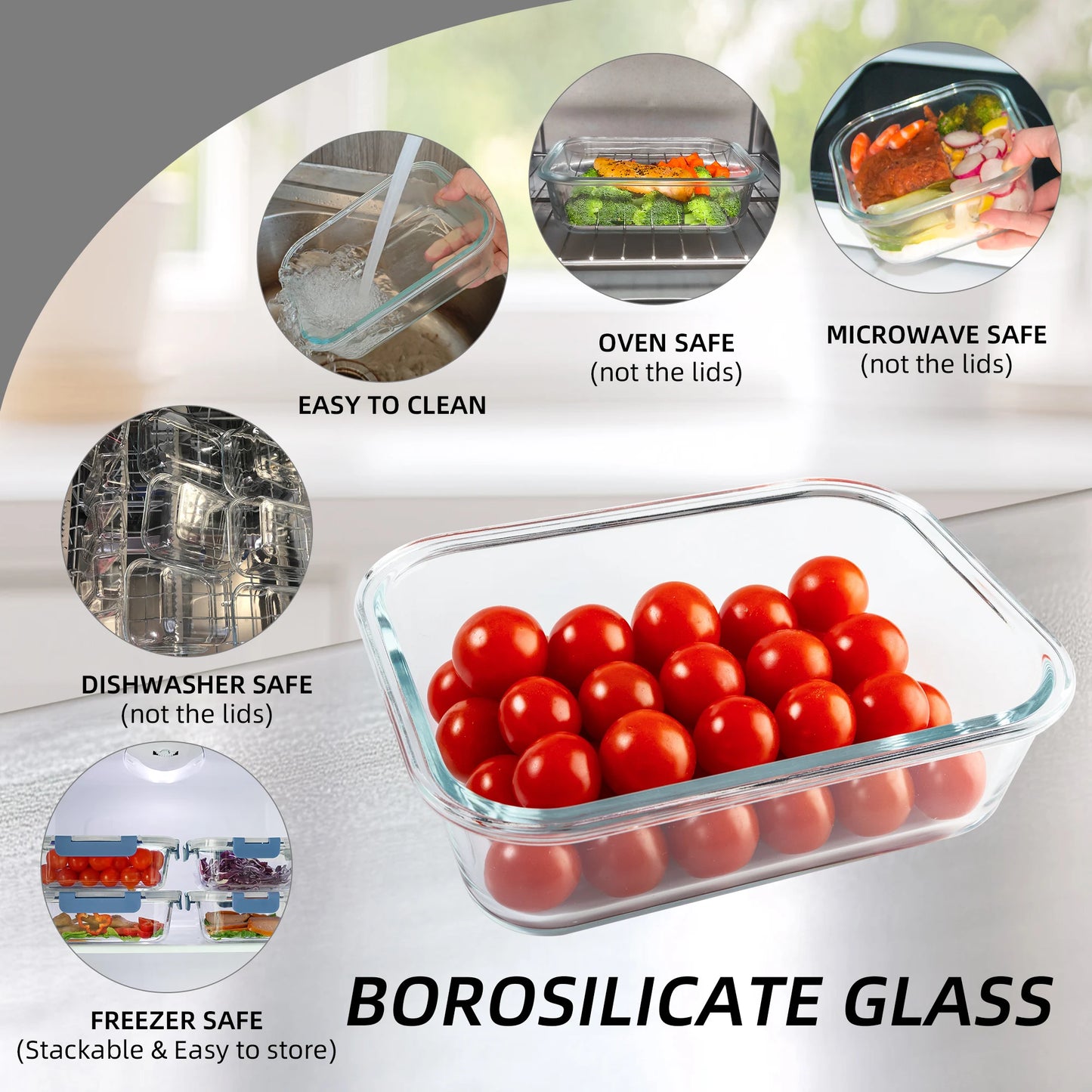 Glass Storage Containers Leakproof BPA Free Microwave Safe