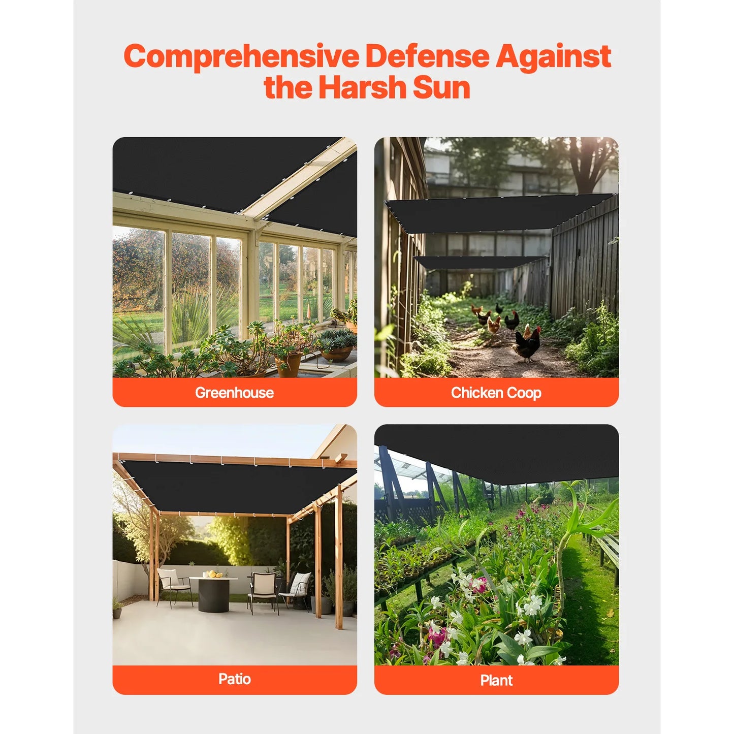 SucceBuy 90 Percent Sun Shade Cloth HDPE Canopy For Outdoors