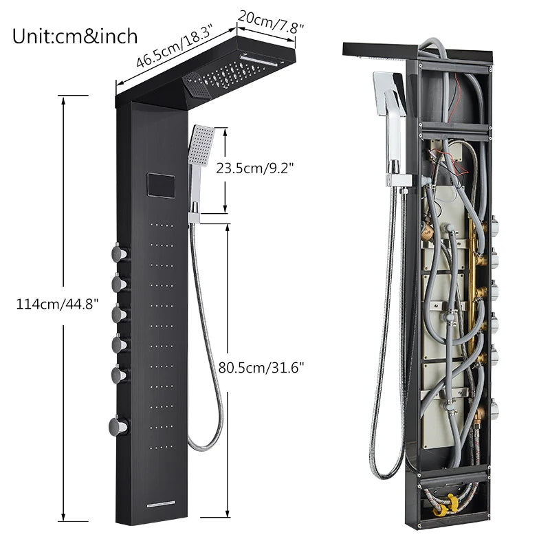 MYQualife LED Rainfall Waterfall Shower Panel System