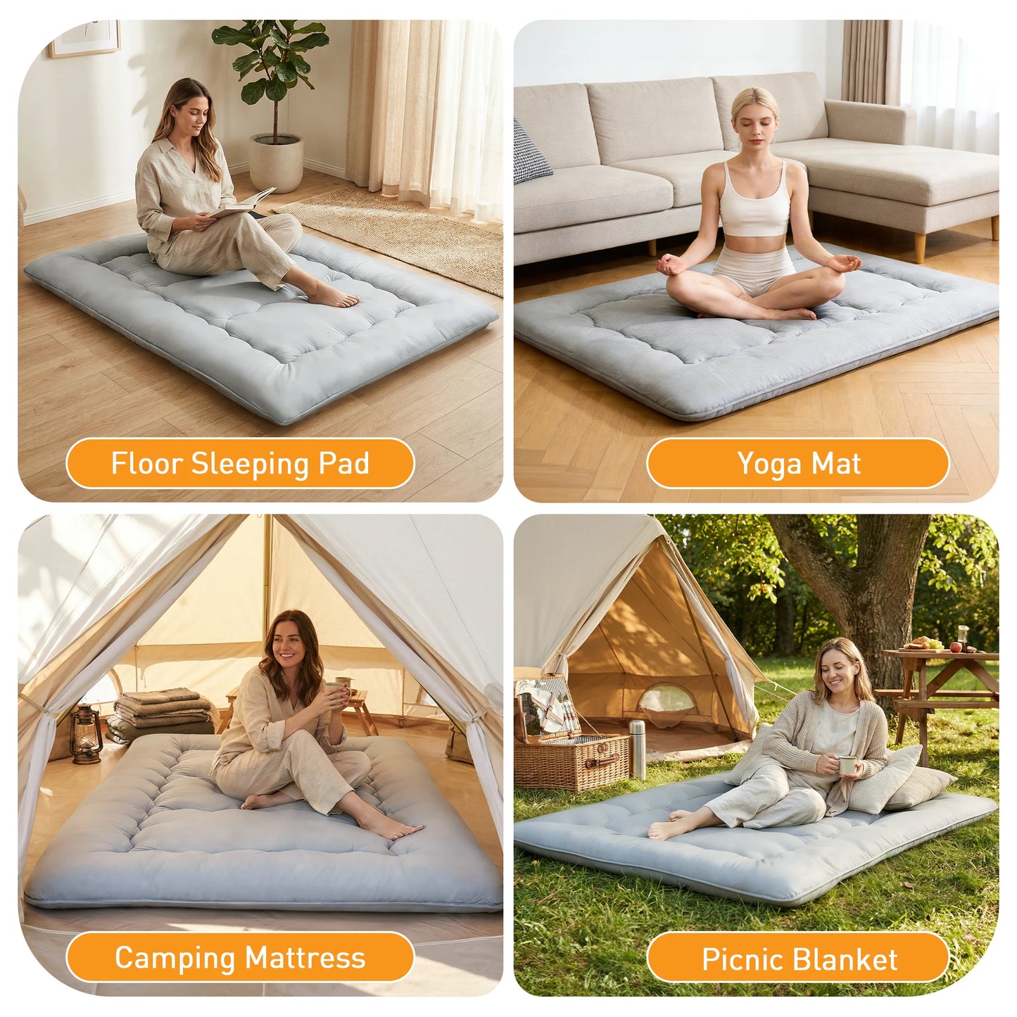 JHK Foldable Soft Bed Mattress Portable Topper For Home Use
