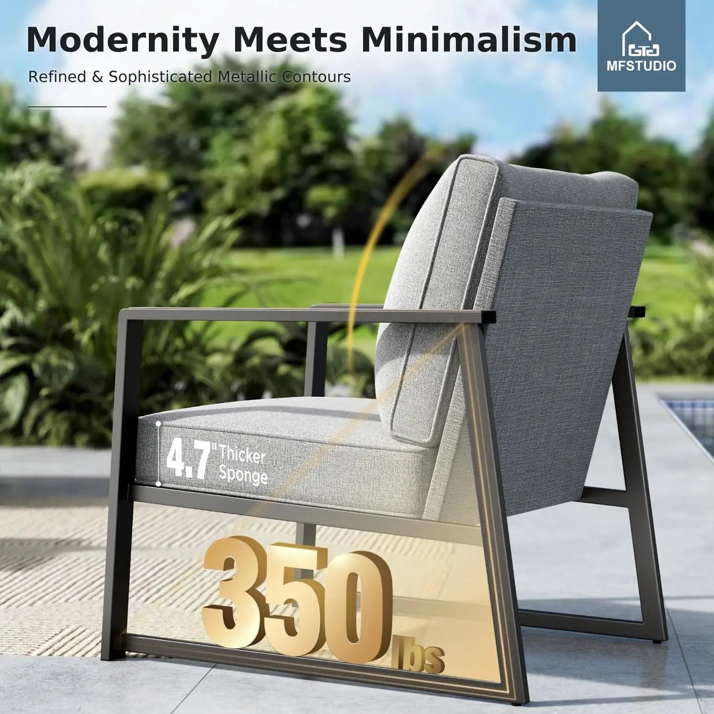 Five Seat Patio Set With Olefin Textilene Backrest Coffee Table