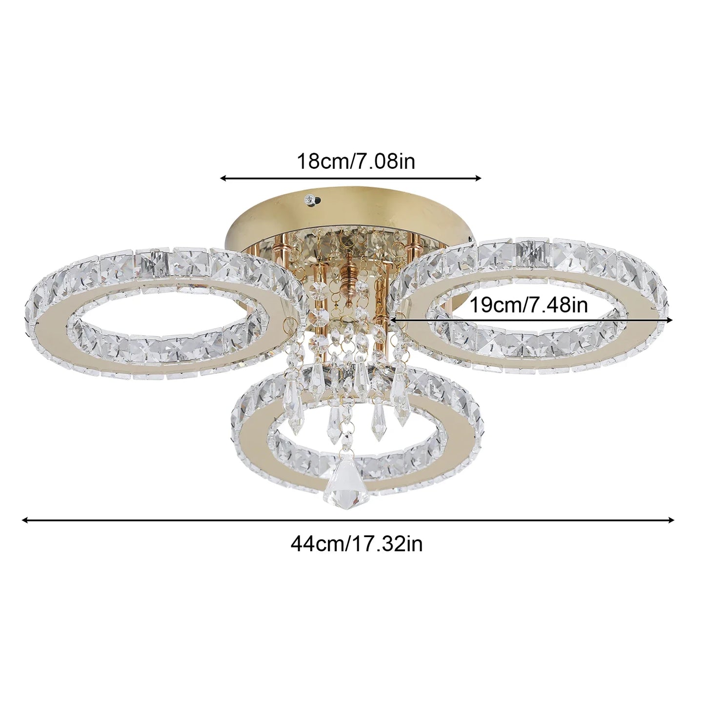 Led Ceiling Light Crystal Chandelier For Living Room Gold Finish
