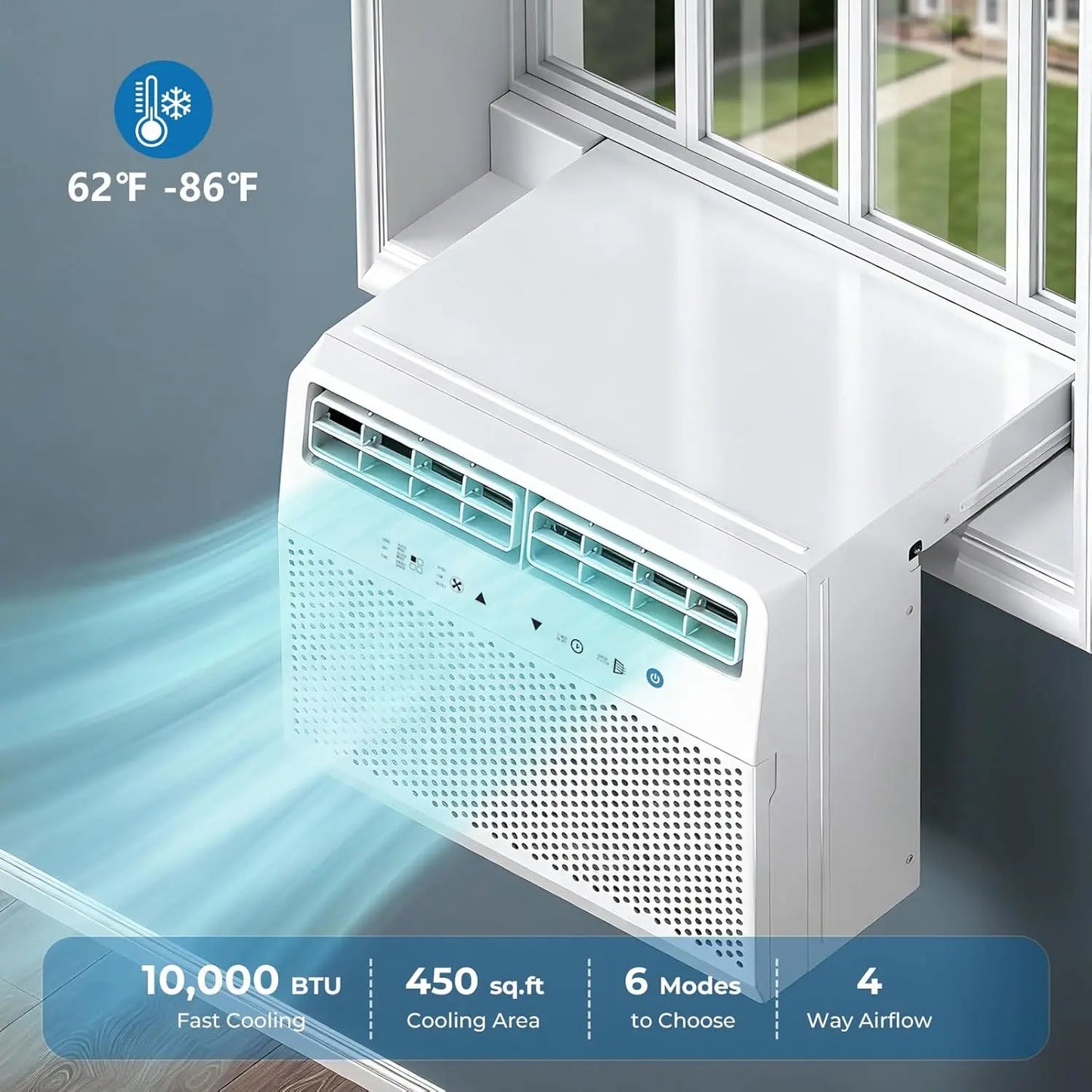 U-Shaped Window Air Conditioner 10000 BTU Cools Rooms