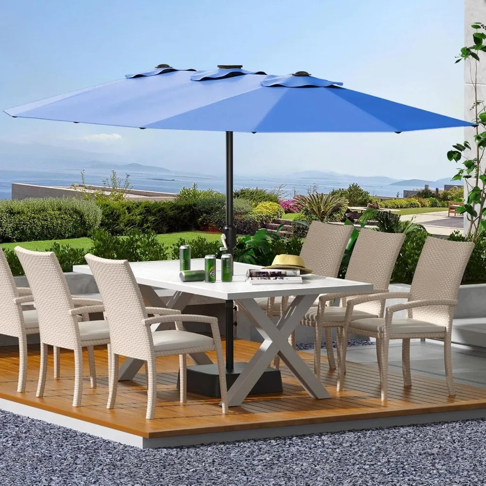 Highconcerned 15ft Rectangular Patio Umbrella With Base Included