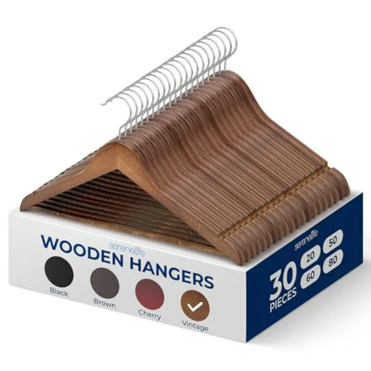 Hign Concerned Wooden Clothes Hangers 30 Pack Heavy Duty