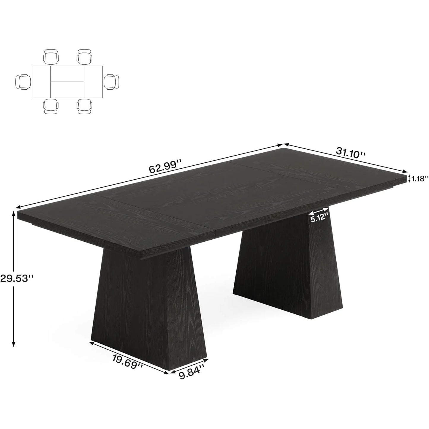 Little Tree Modern Dining Table With Tapered Wood Legs For Kitchen Living Room