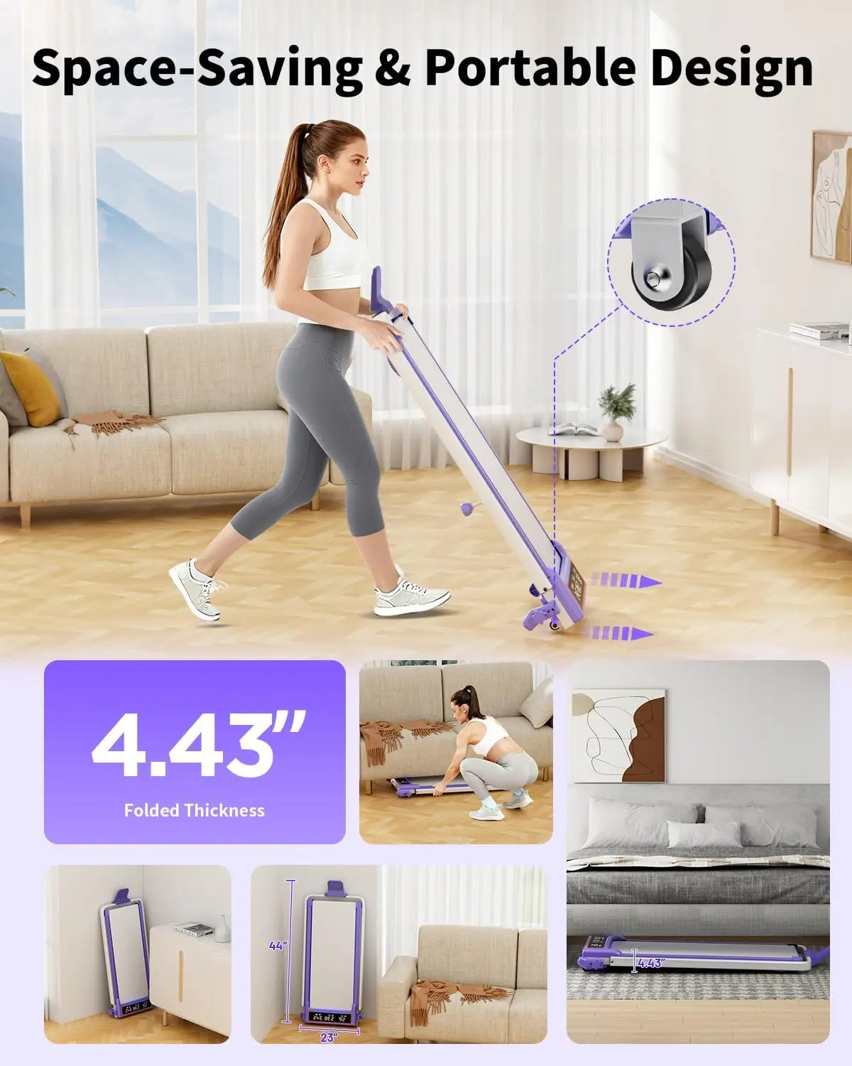 Folding Treadmill With Incline And RGB Lights Dual Screen