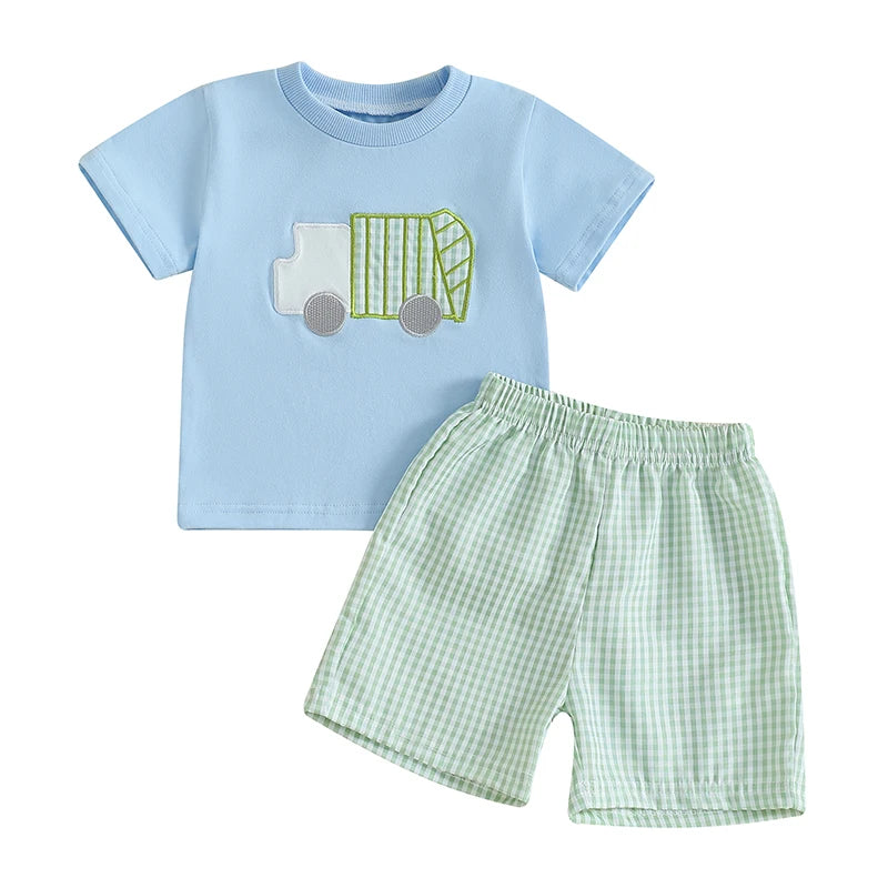 Baby Boy Dinosaur Print 2Pcs Casual Outfit Set Denim Shorts