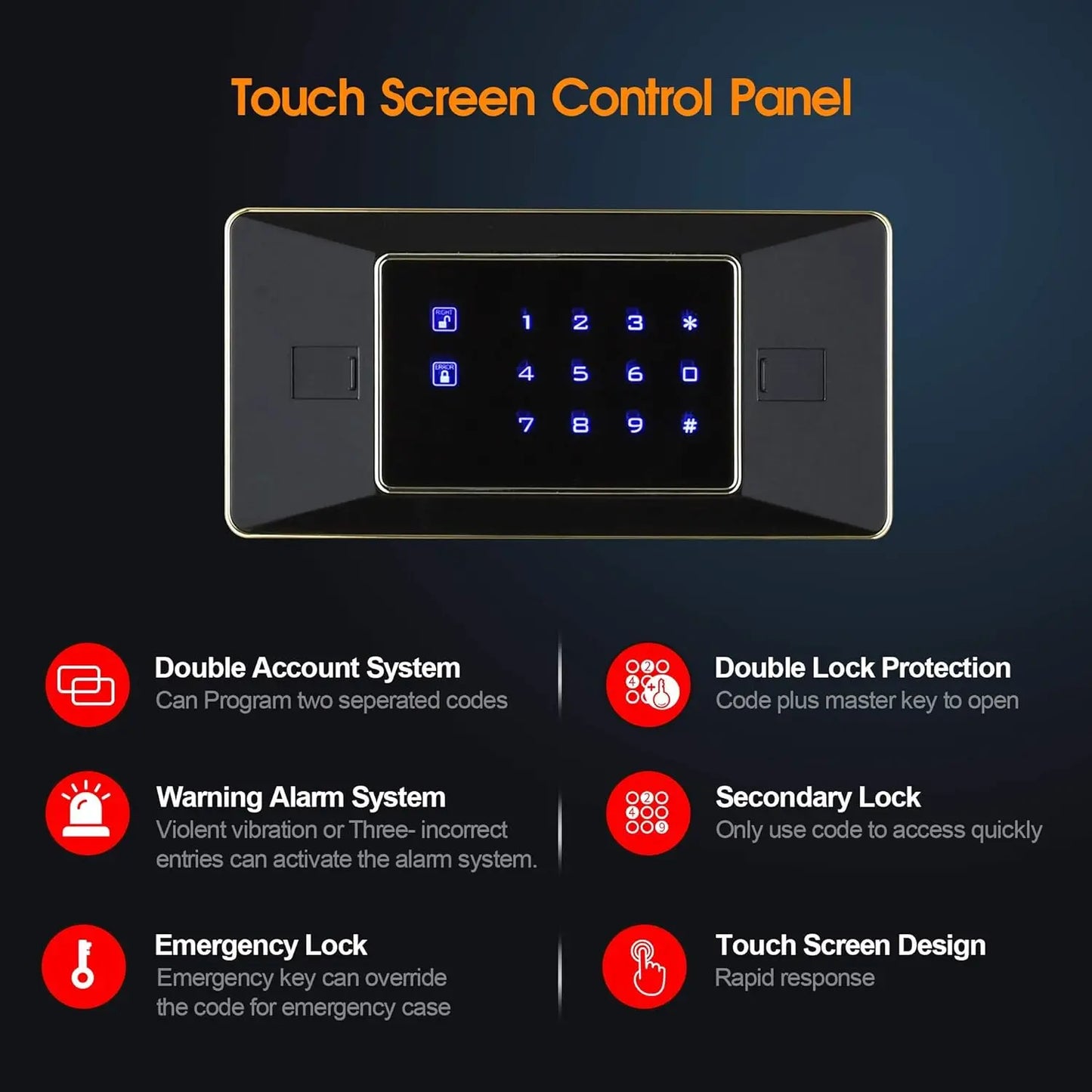 XMSJ Heavy Duty Safe Box With Touch Screen Keypad Lock