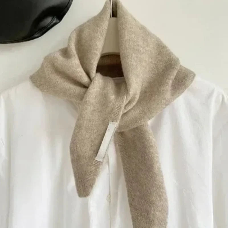 Xizou British Korean Style Wool Knitted Triangular Scarf
