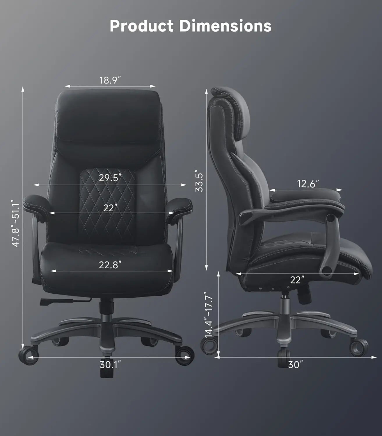XMSJH Heavy Duty Office Chair With Wide Armrests And Lumbar