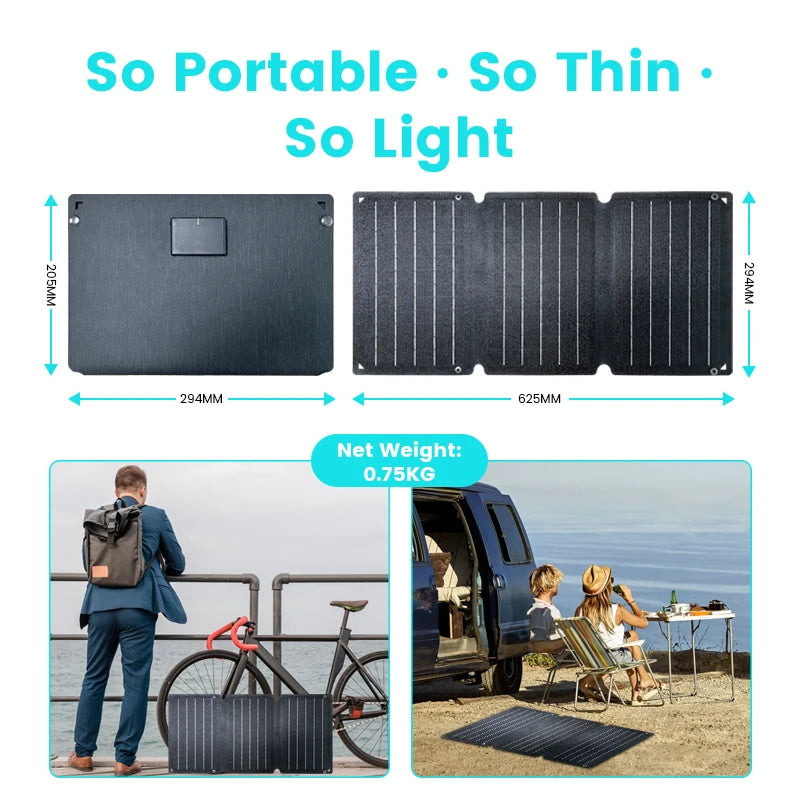 CTOLITY Portable Solar Panel Kit With MPPT 18V Foldable