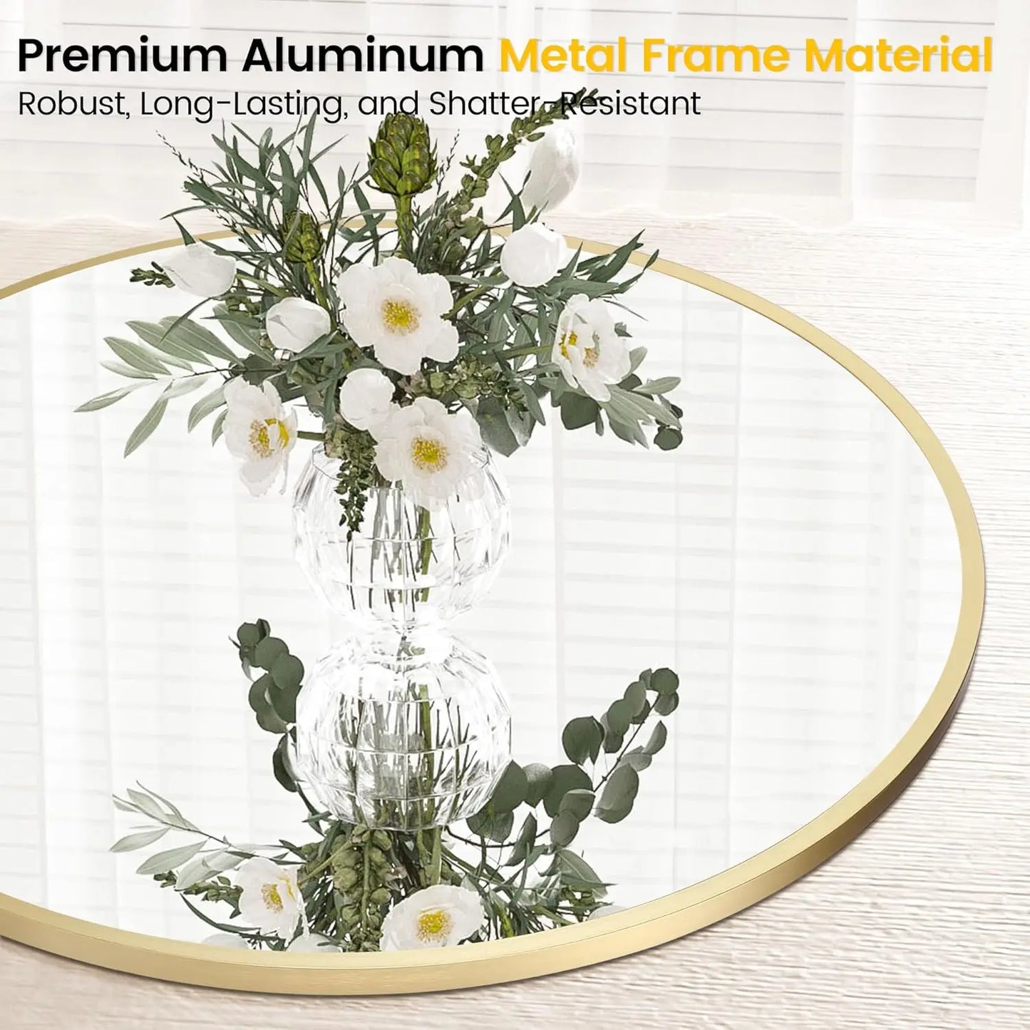 HiMISS Round Wall Mirror With Metal Frame For Bathroom