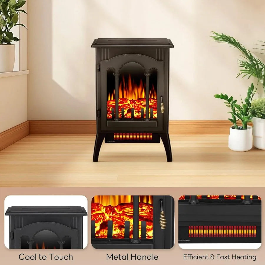 XMSJ Freestanding Electric Fireplace Stove With Adjustable Flame Brightness