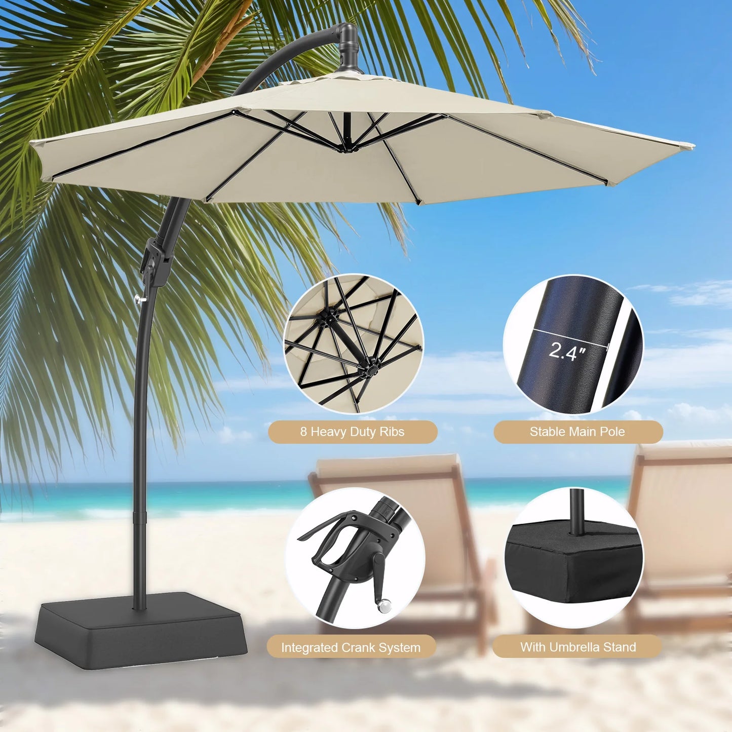 ONBRILL Outdoor Patio Umbrella With Base And Stand