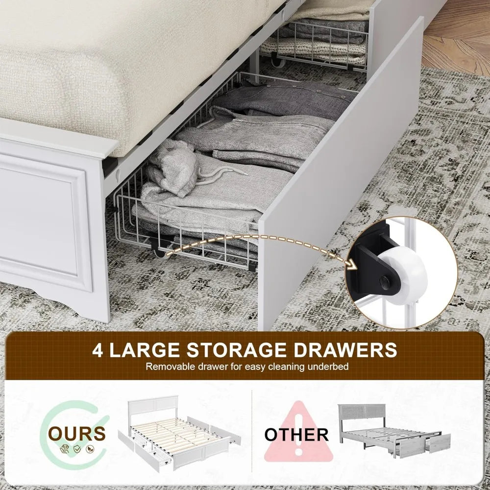 DAFIFY Platform Bed Frame With Headboard And Storage Drawers