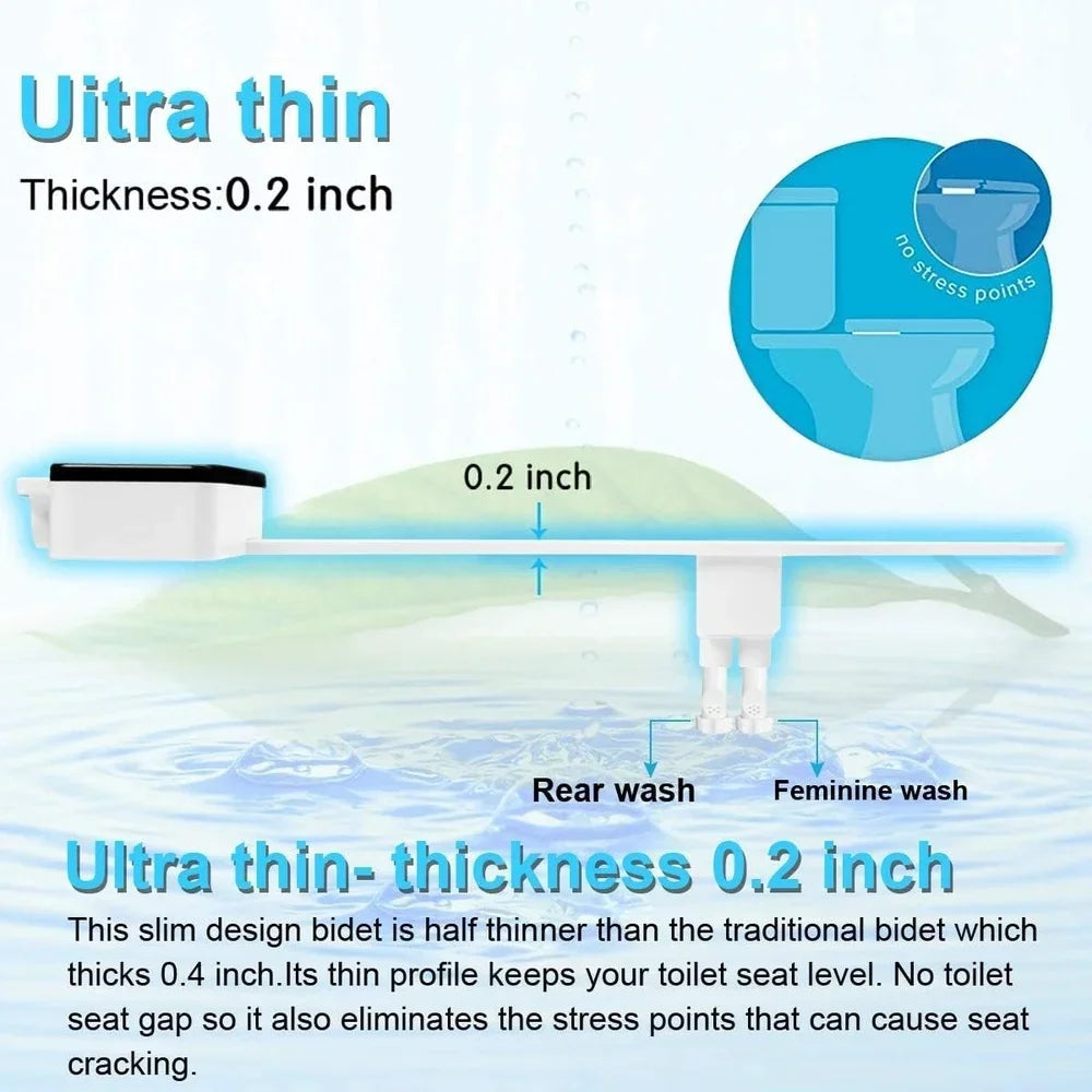 XMSJ Self Cleaning Ultra Slim Bidet Attachment Dual Nozzle