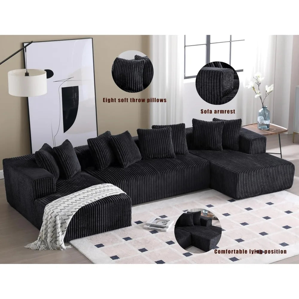 Modular Sectional Couch Modern U Shaped Sofa Double Chaise