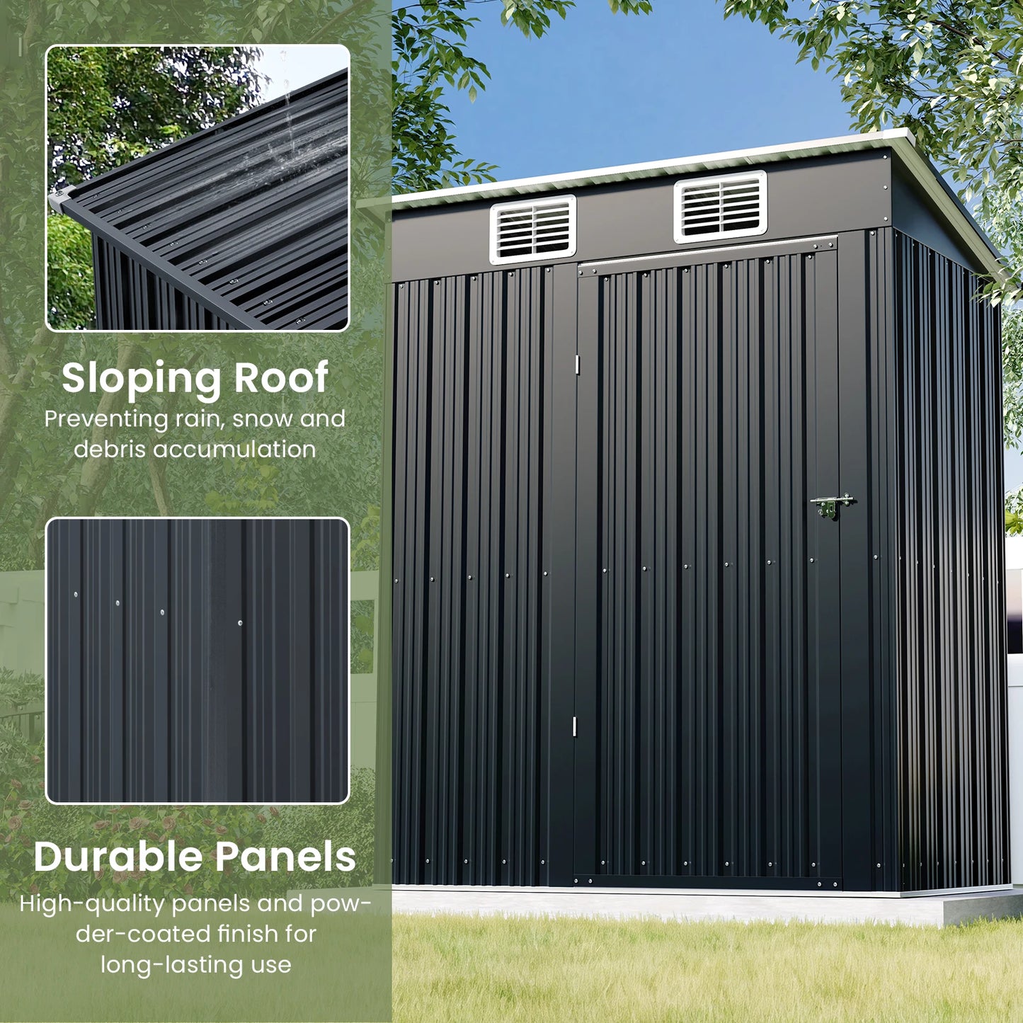 MORNGARDO Anti-Corrosion Metal Garden Shed With Lockable Door