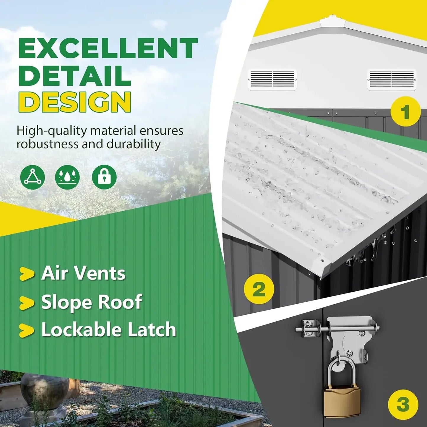 Plastic Outdoor Storage Shed for Garden Tools and Yard Organization