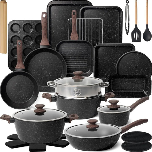 Iosn Pots And Pans Set Nonstick 31 Piece Cookware Bundle