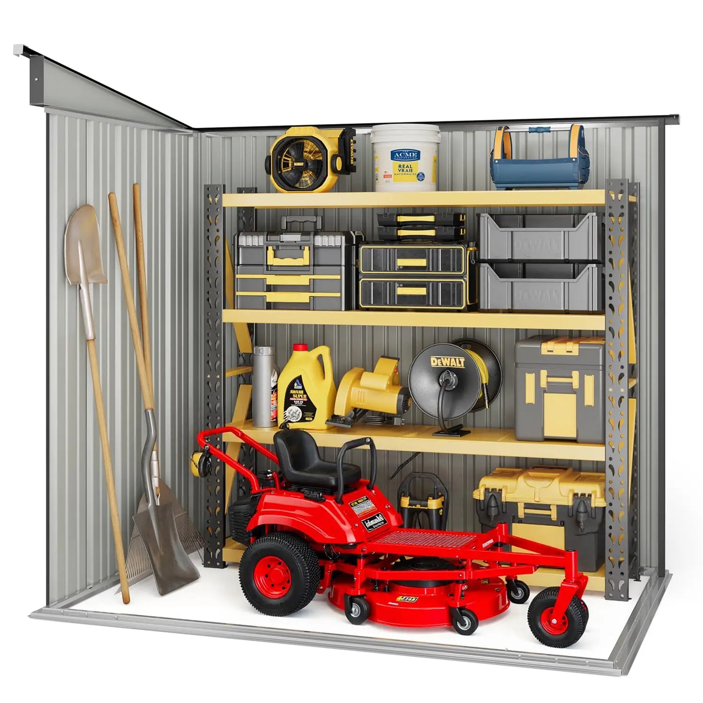 Outdoor Metal Storage Shed With Double Lockable Doors