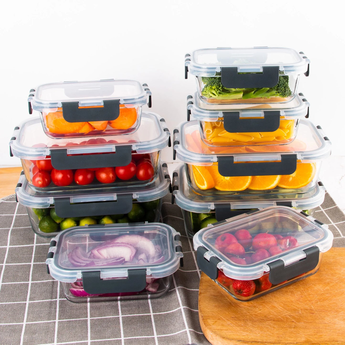 Borosilicate Glass Food Containers Leakproof Lock Lid