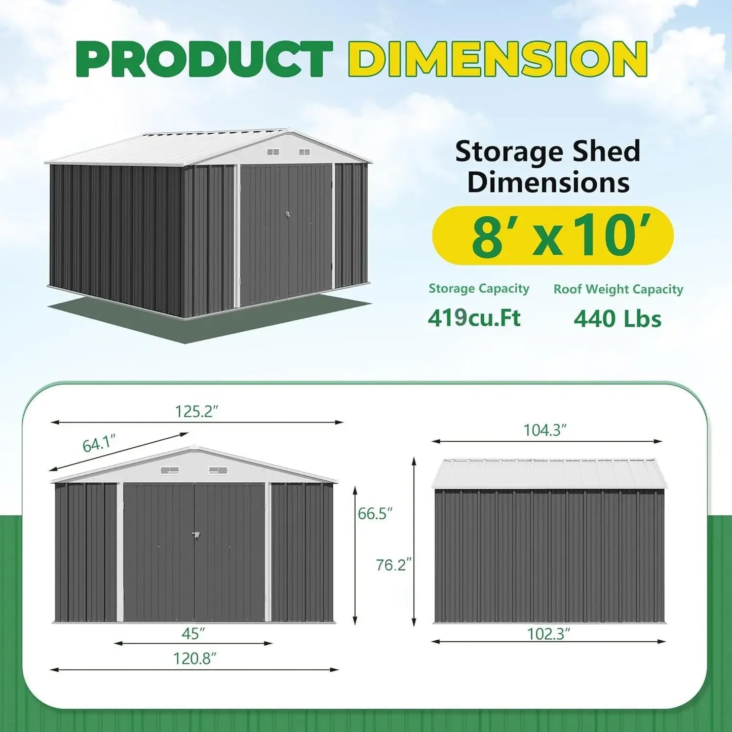 Plastic Outdoor Storage Shed for Garden Tools and Yard Organization