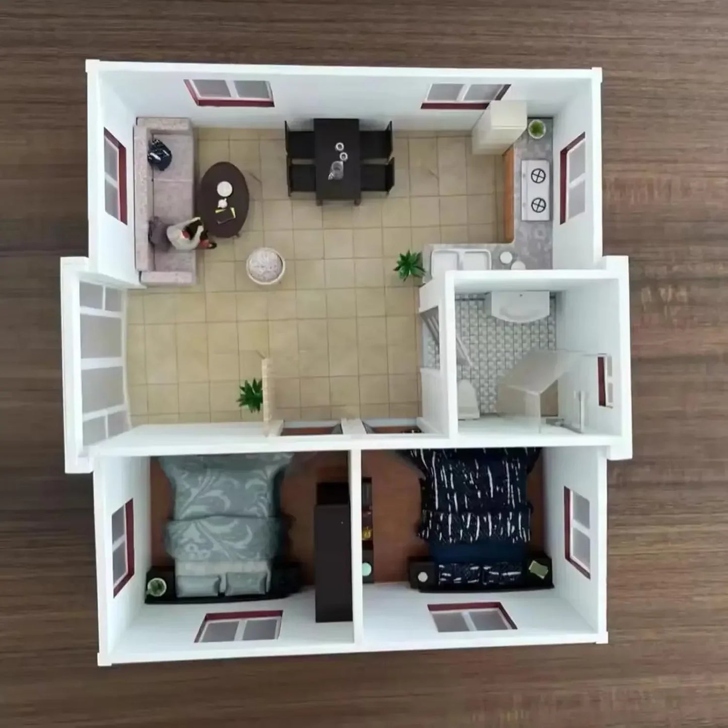 Modular Foldable Container Home For Adults With 2 Bedrooms Kitchen