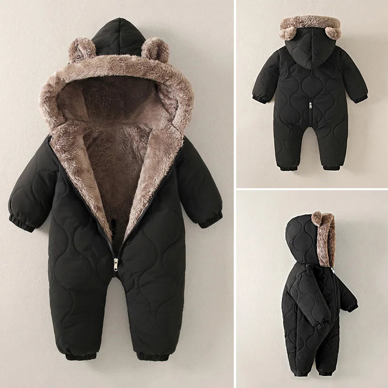 Toddler Boy Hooded Fleece Velvet Snowsuit Autumn Winter Warmth