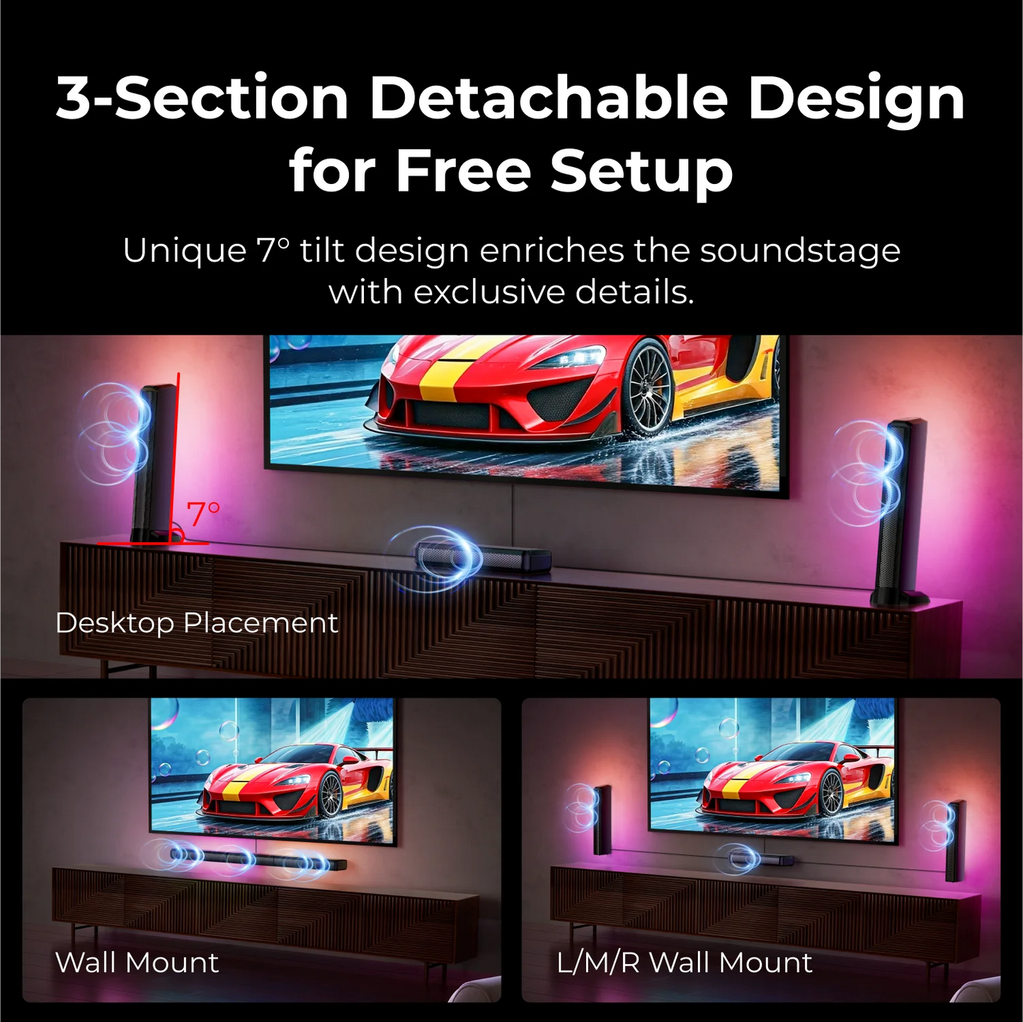 ULTIMEA 7.1 Surround Sound Bar With Subwoofer And RGB App