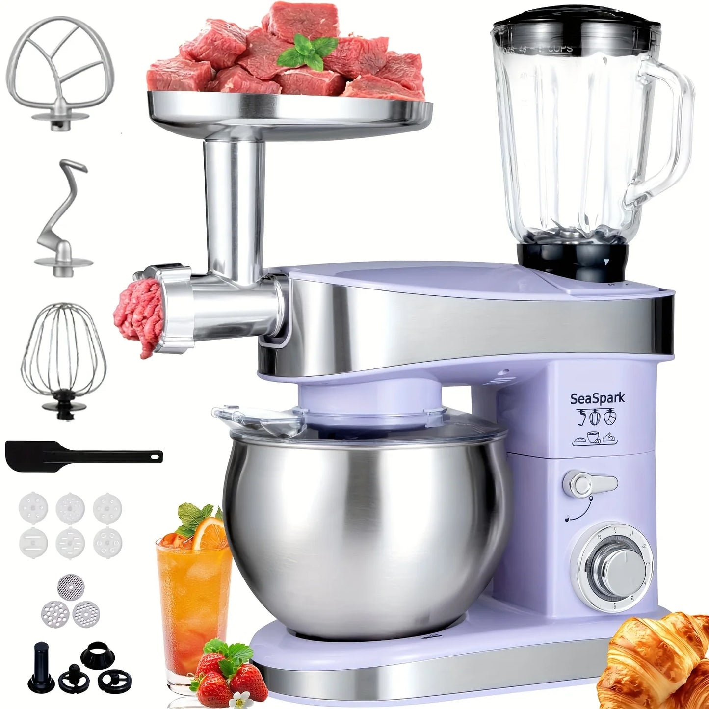 Electric Vertical Mixer 400W 6-Speed Pulse Button With Attachments