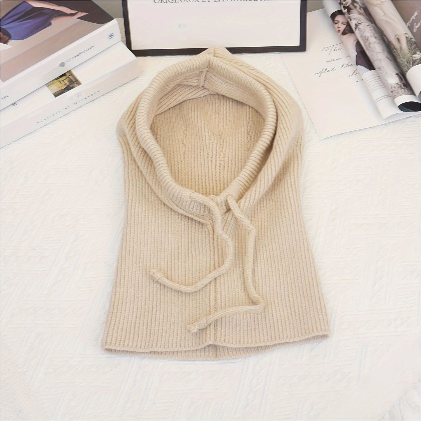 Fujian Knit Hooded Scarf Beanie Set For Winter Warmth