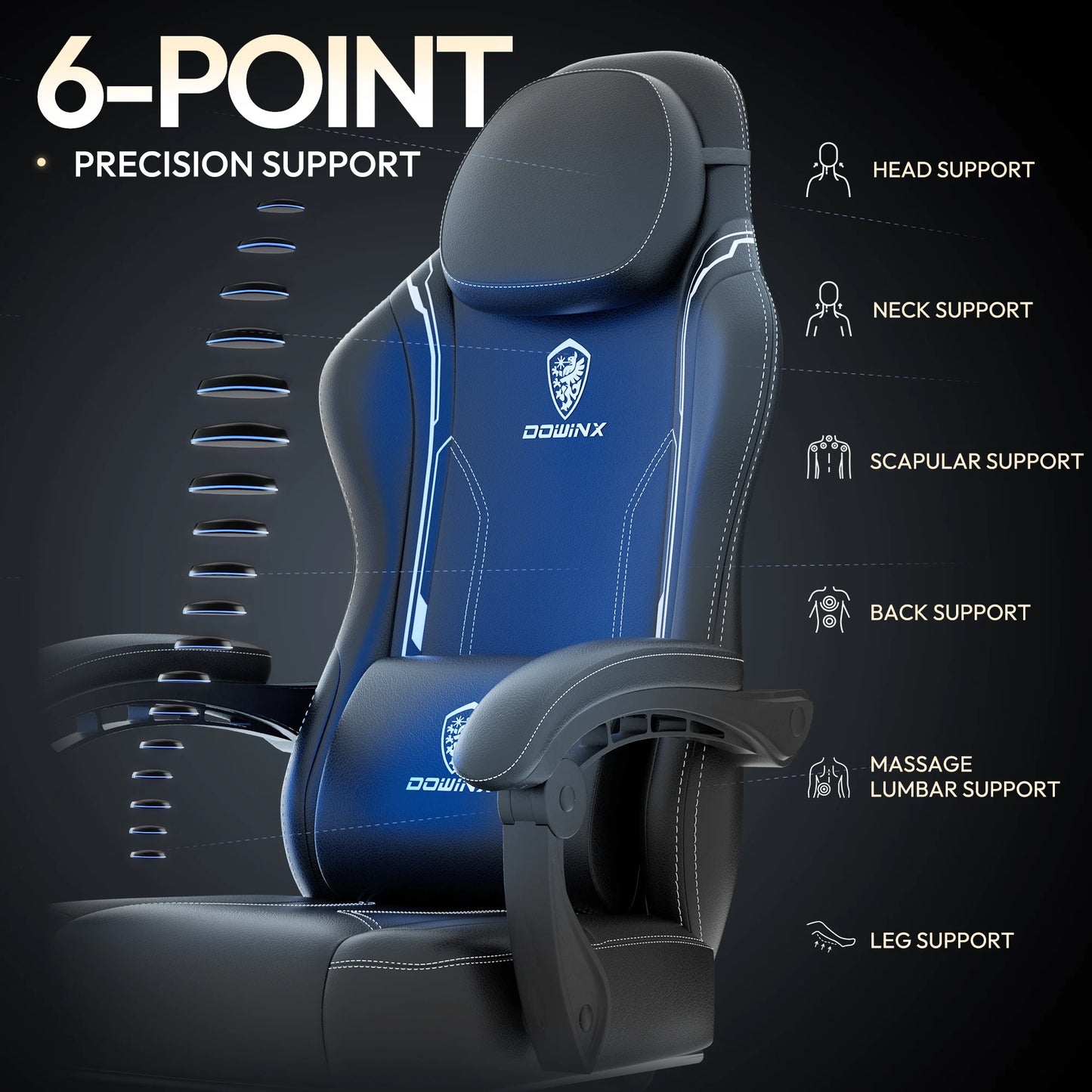 Dowinx Gaming Chair With Pocket Spring Cushion And Massage