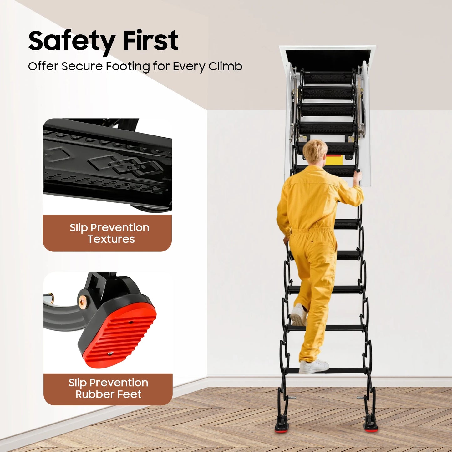 Hign-concerned 12 Step Pull Down Attic Ladder 661lbs