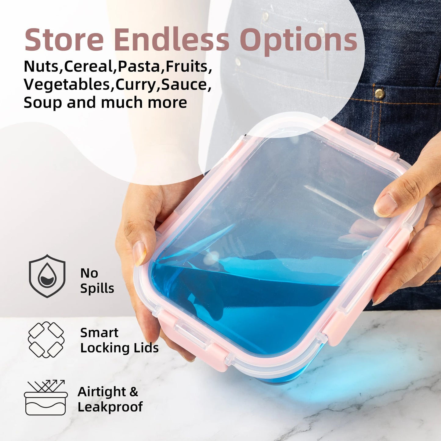 Glass Storage Containers Leakproof BPA Free Microwave Safe