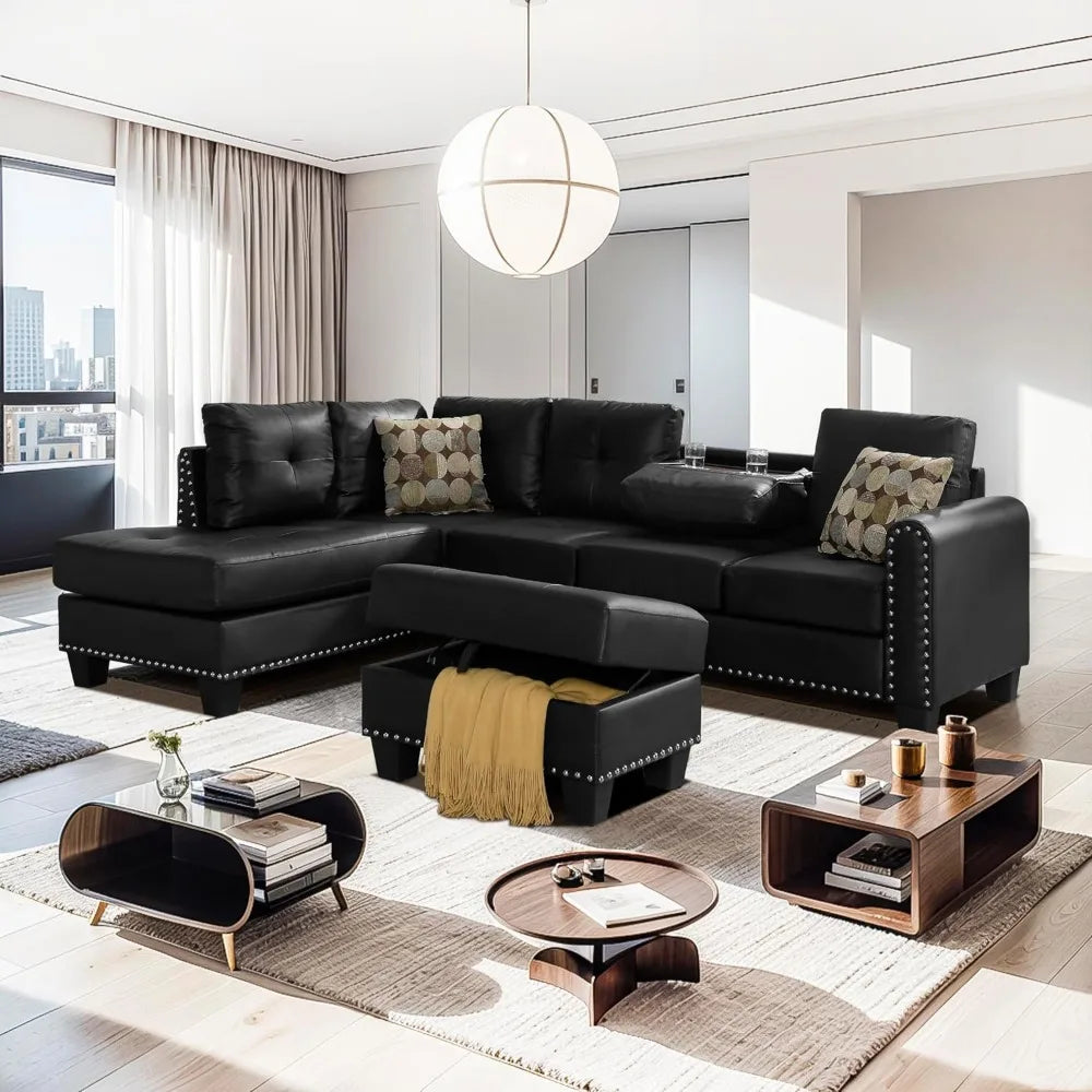 TANGXU L Shaped Sectional Sofa Set With Storage Ottoman