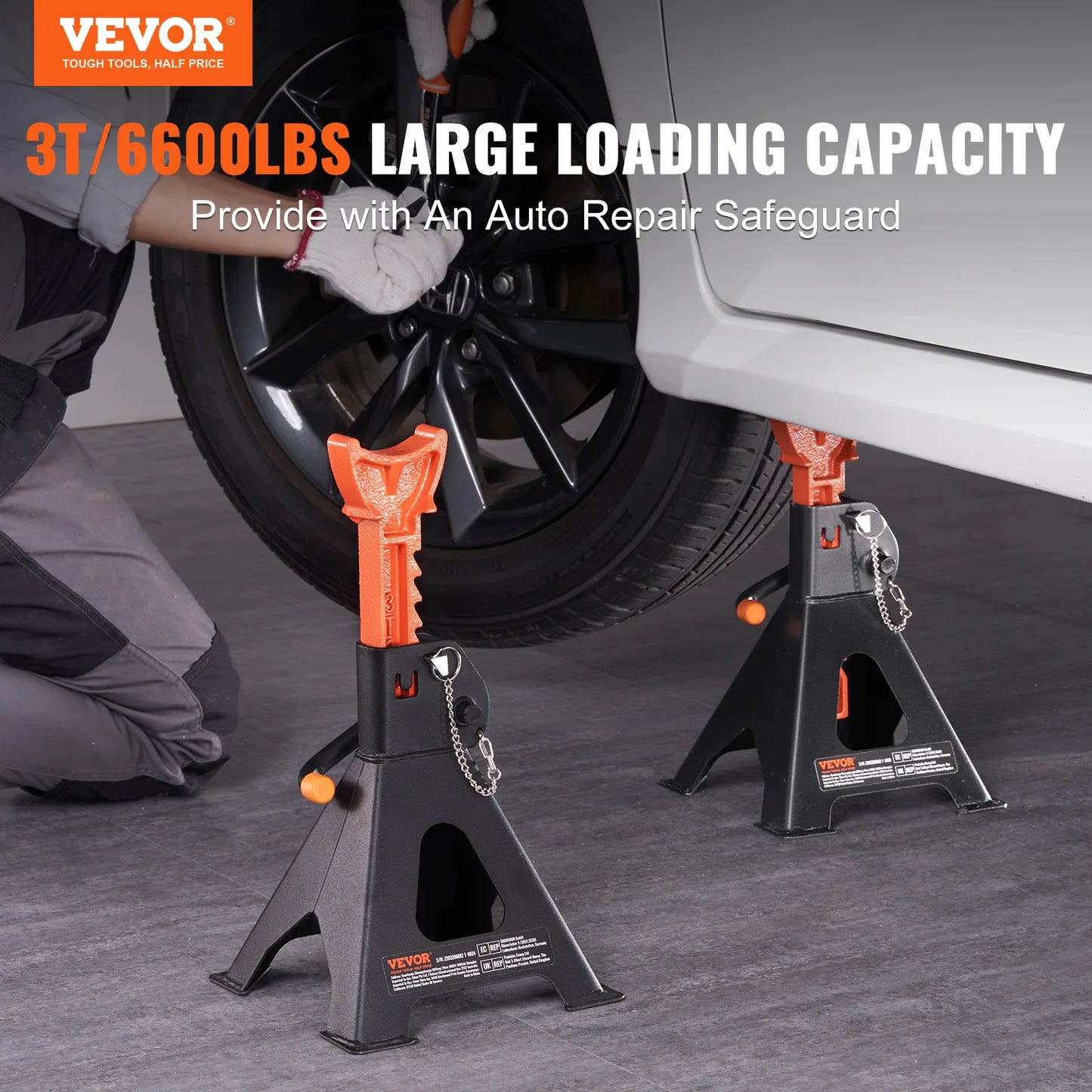VEVOR Jack Stands 3 To 6 Ton Capacity Double Locking