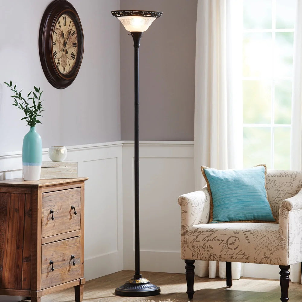 XMSJ Victorian Floor Lamp 3 Way Rotary Torchiere Shade