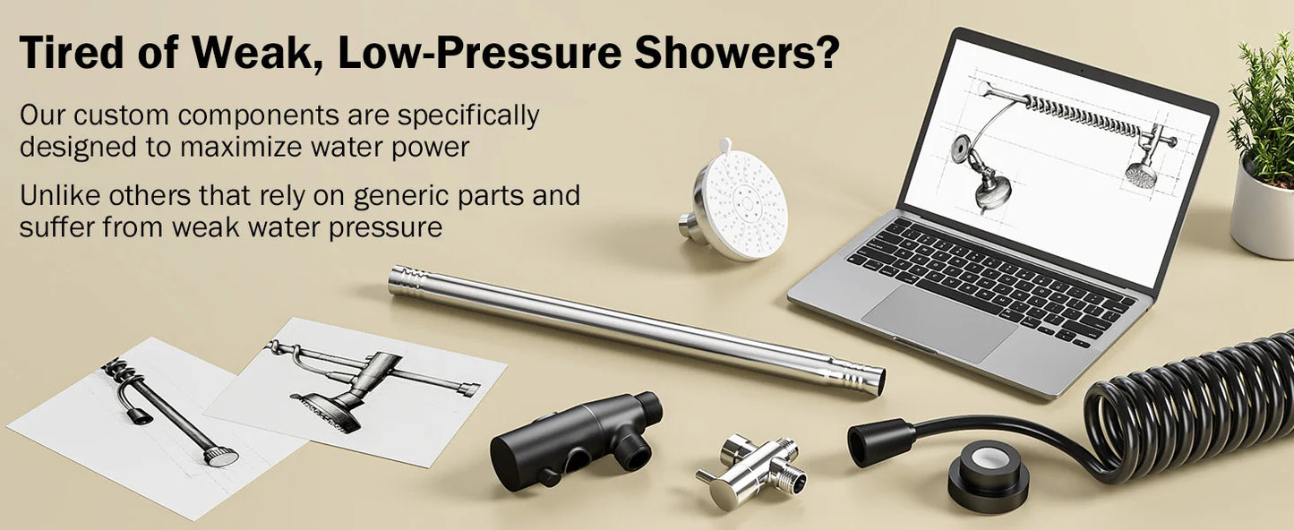Tandem Dual Shower Head For Couples With Adjustable Slider