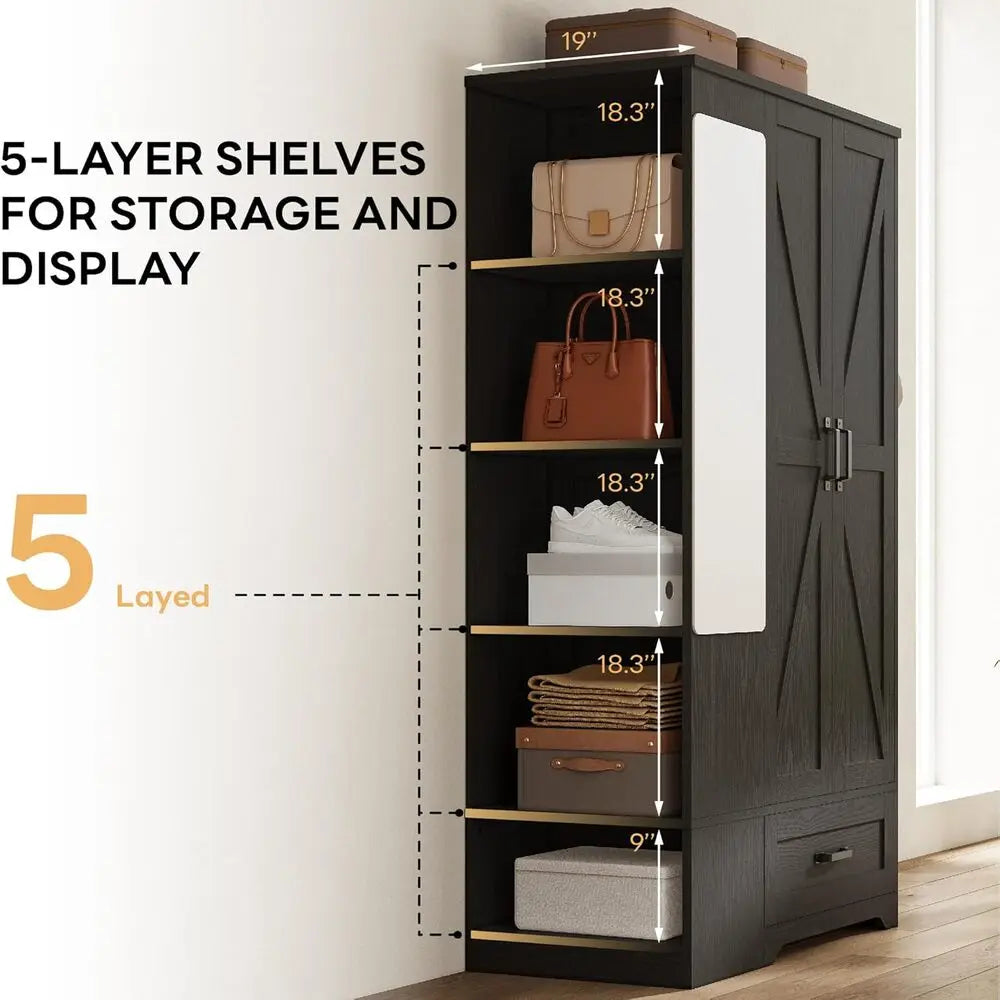 Likimio Armoire Wardrobe Closet With 2 Doors And Shelves