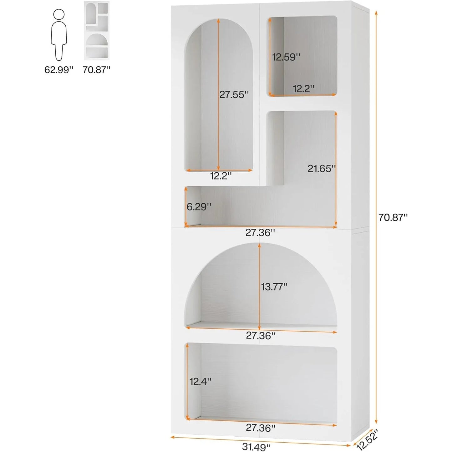 Little Tree Geometric Bookshelf Arched Bookcase Living Room