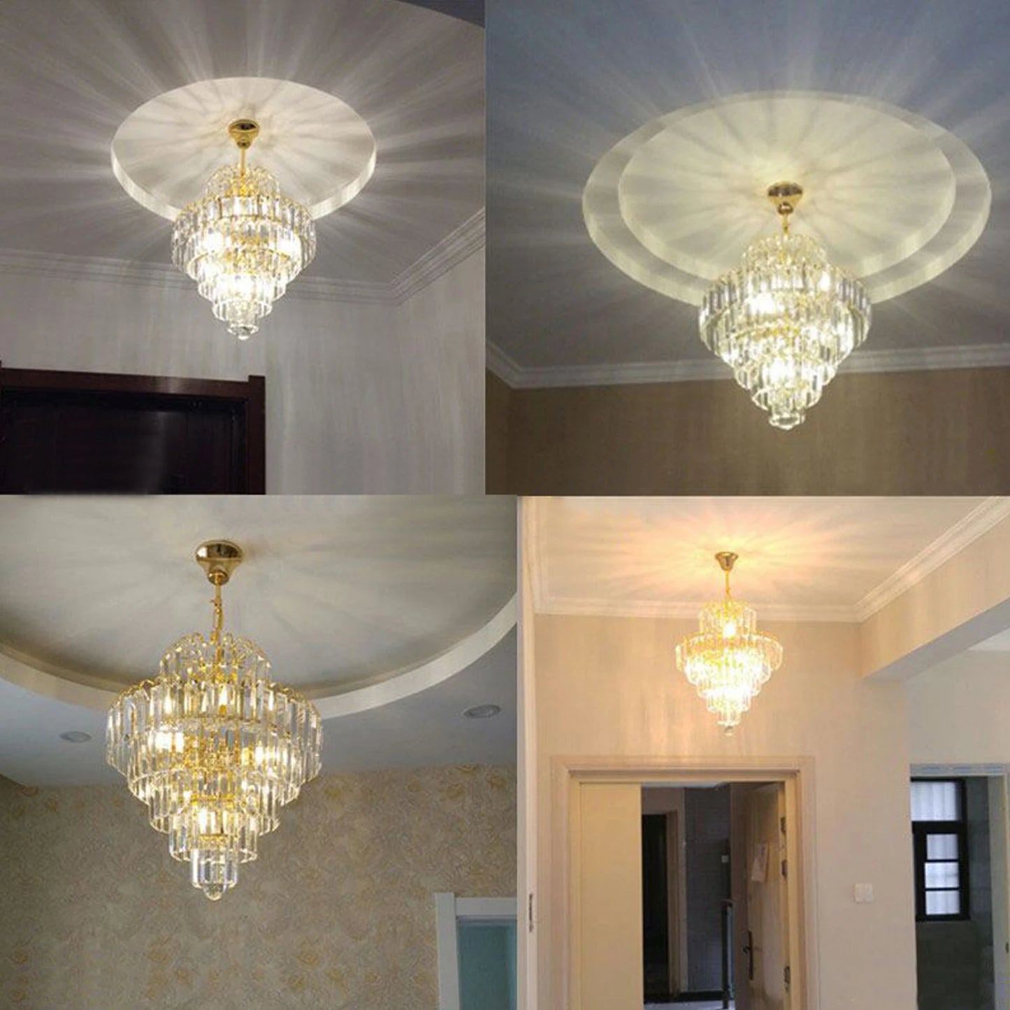Bymaocar Luxury Crystal Chandelier Modern Pendant Lamp